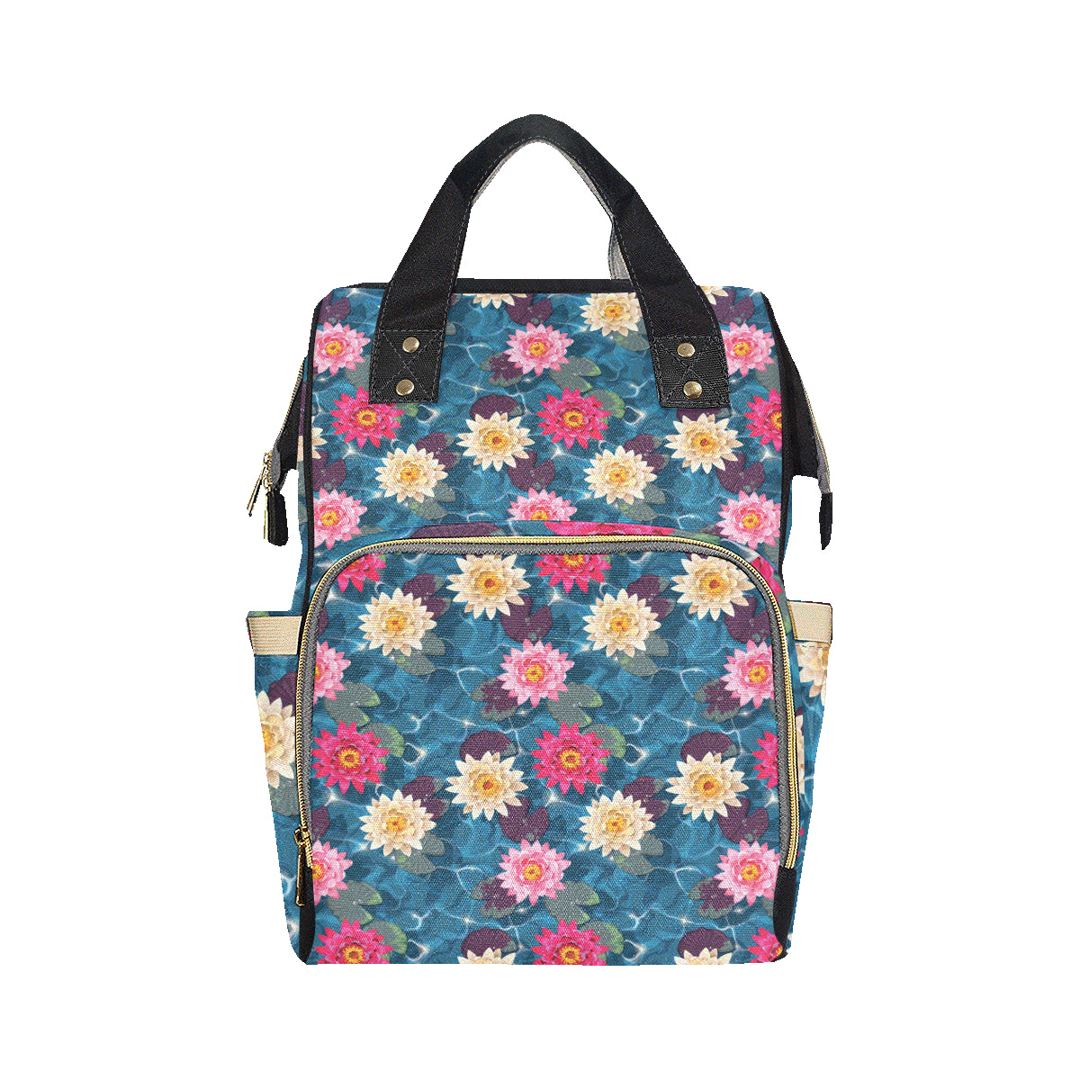 Water Lily Pattern Print Design WL05 Diaper Bag Backpack