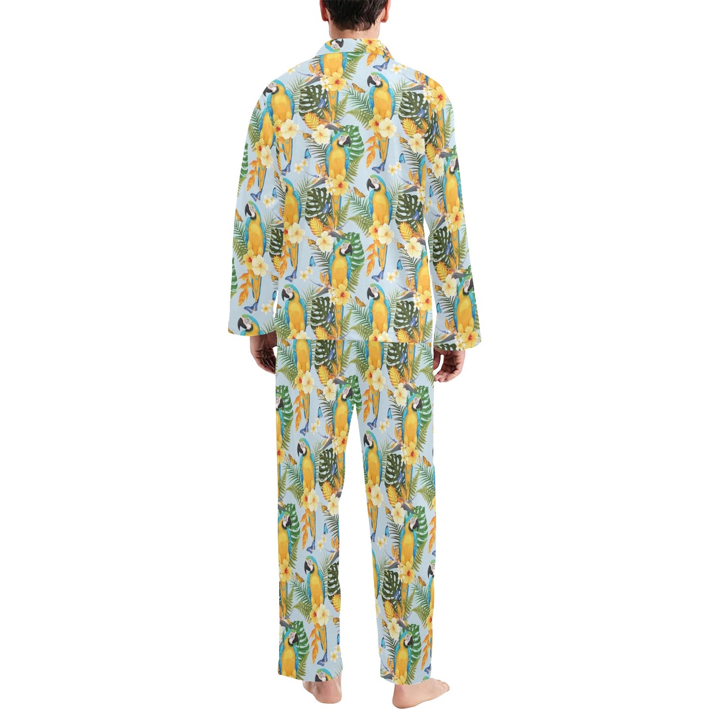Parrot Pattern Print Design A04 Men's Long Pajama Set