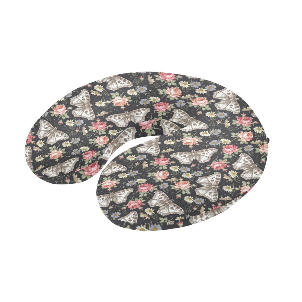Butterfly Flower Pattern Print Design 07 U-Shaped Travel Neck Pillow