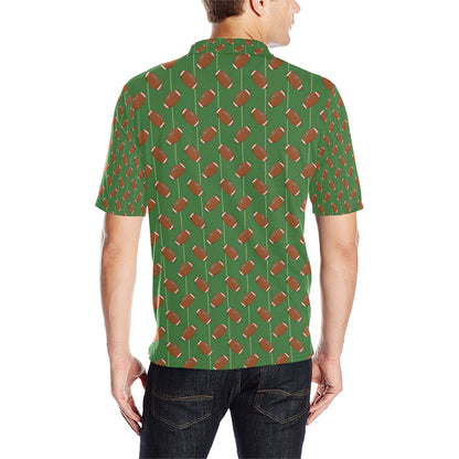 American Football on Field Themed Men Polo Shirt