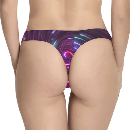 Vortex Twist Swirl Purple Neon Print Women's Thongs