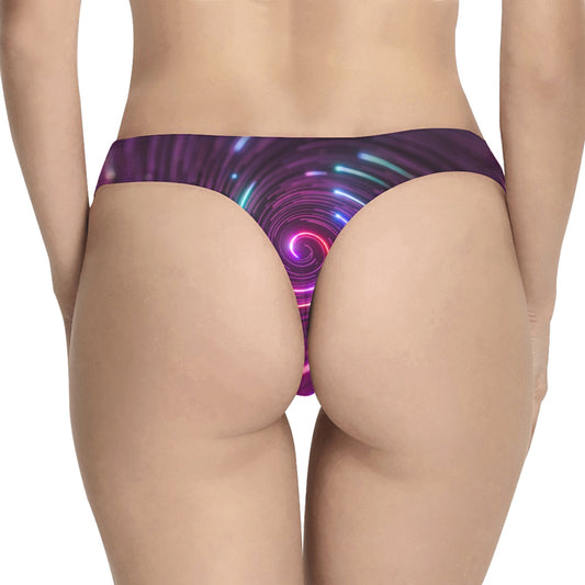 Vortex Twist Swirl Purple Neon Print Women's Thongs