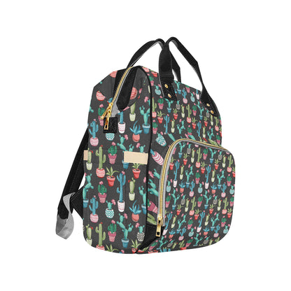 Cactus Pattern Print Design 02 Diaper Bag Backpack
