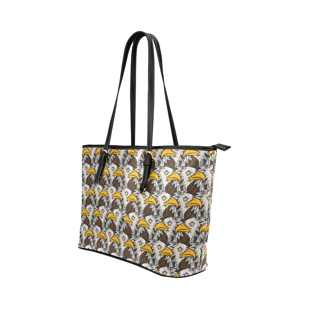 Eagles Head Pattern Leather Tote Bag