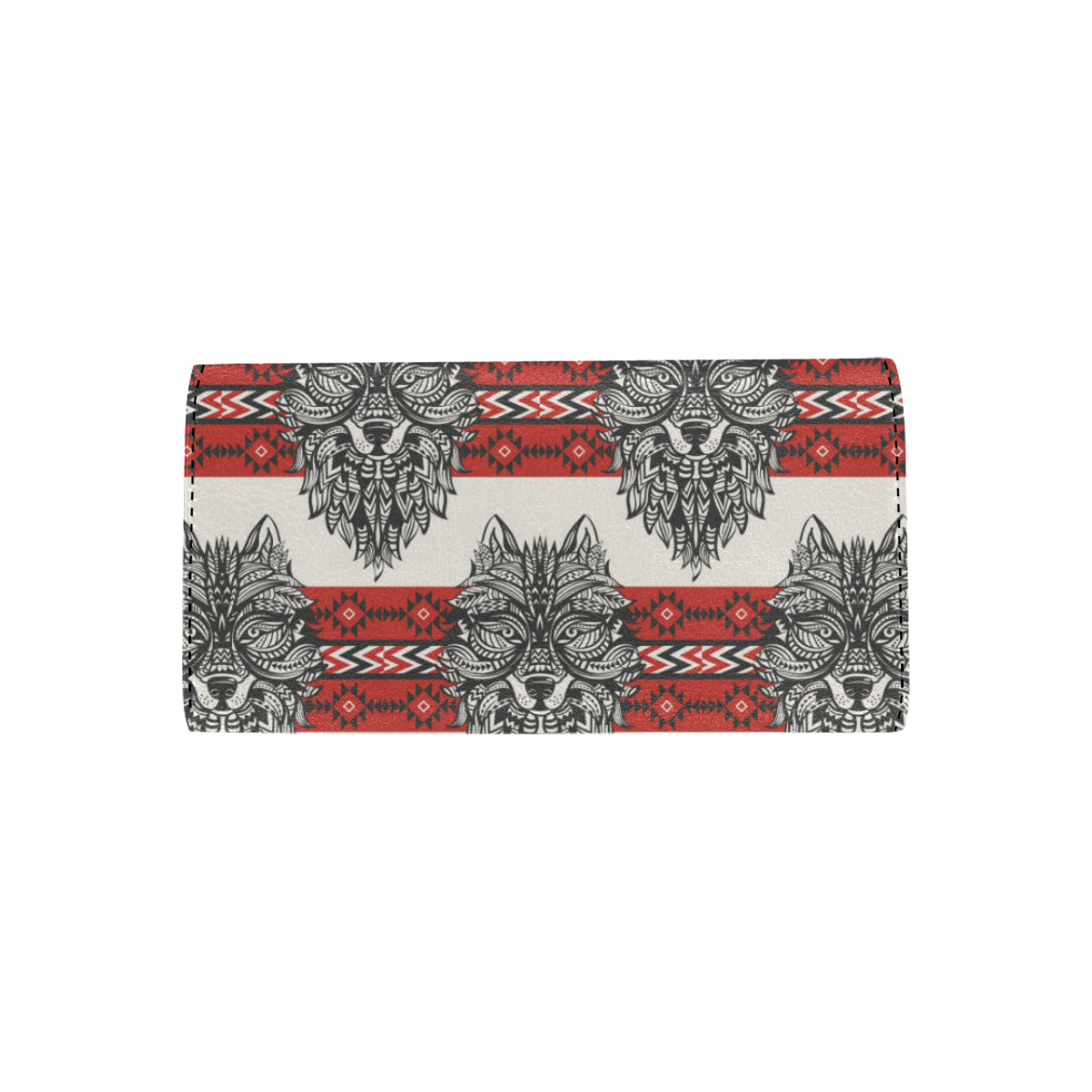 Native Indian Wolf Women's Trifold Wallet