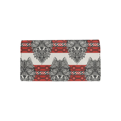 Native Indian Wolf Women's Trifold Wallet
