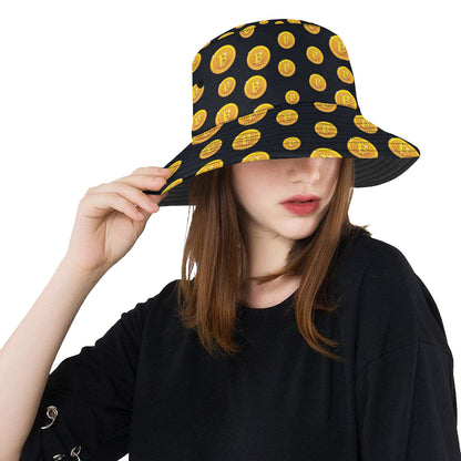Bitcoin Pattern Print Design DO04 Unisex Bucket Hat