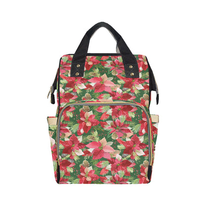 Poinsettia Pattern Print Design POT03 Diaper Bag Backpack