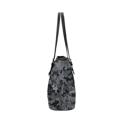 ACU Digital Black Camouflage Leather Tote Bag