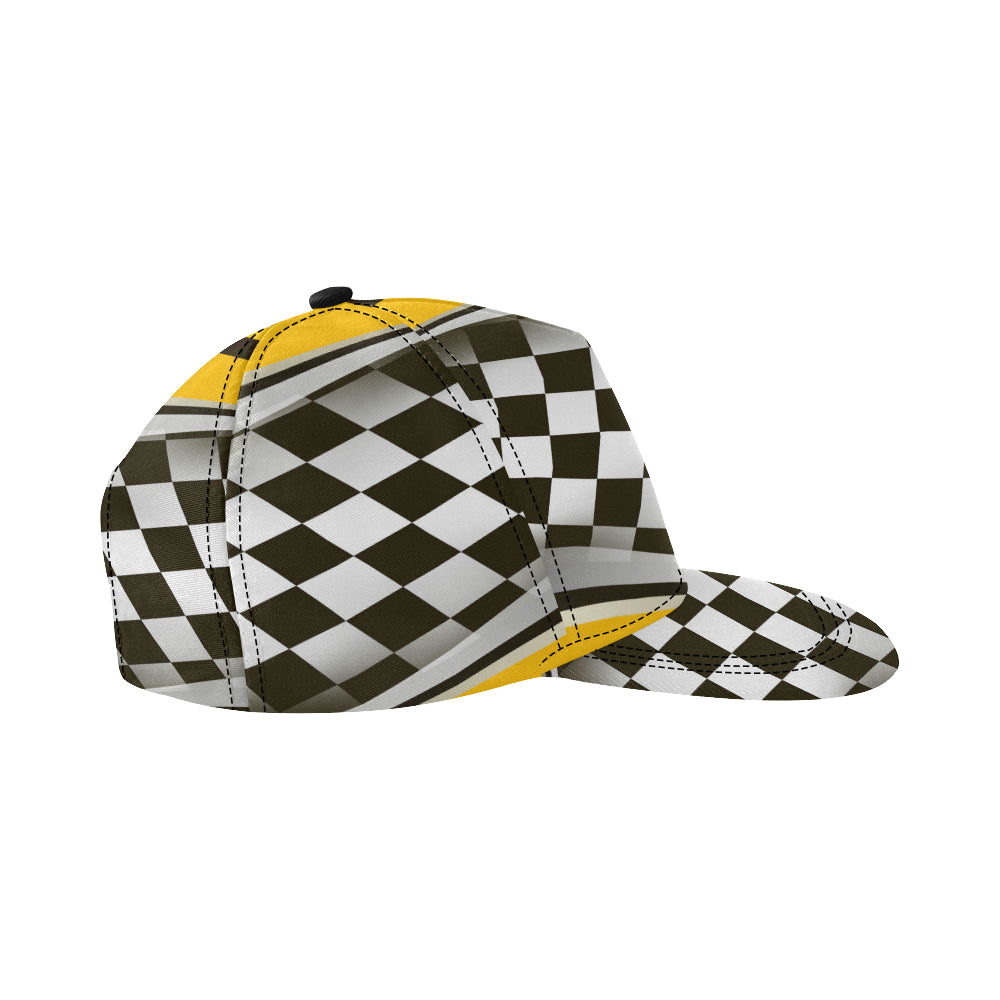 Checkered Flag Racing Style Snapback Cap