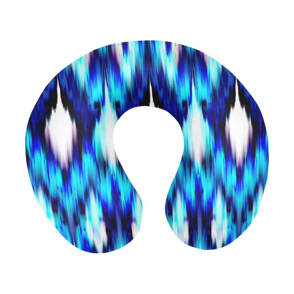 Ikat Blue Pattern Print Design 01 U-Shaped Travel Neck Pillow