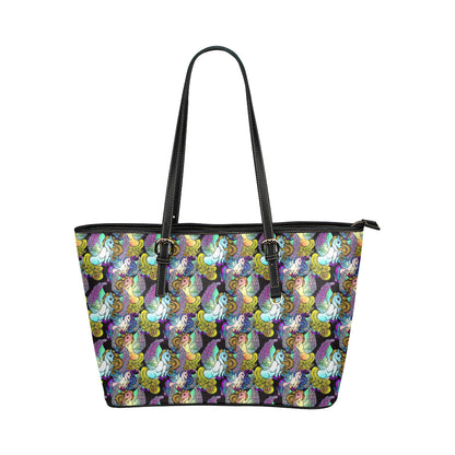 Unicorn With Wings Print Pattern Leather Tote Bag