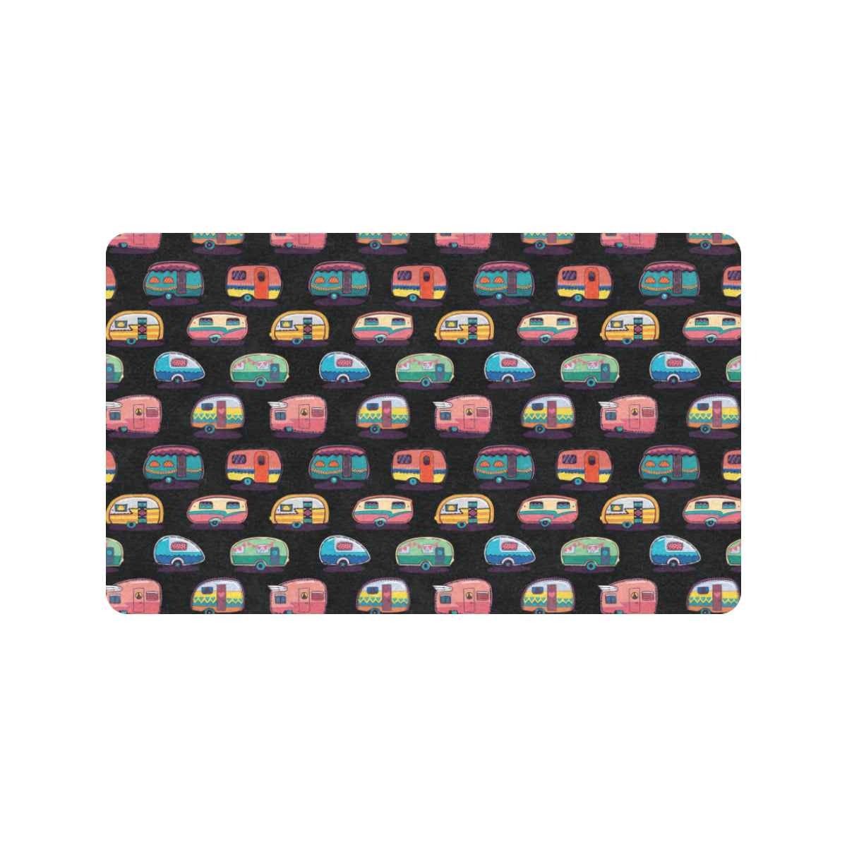 Camper Camping Pattern Rubber Doormat
