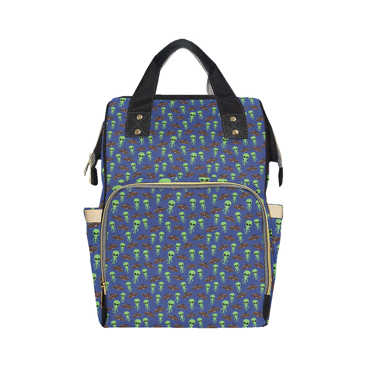 Alien Green UFO Pattern Diaper Bag Backpack