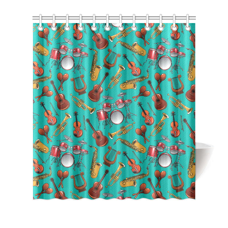 Drum Set Pattern Print Design 01 Shower Curtain