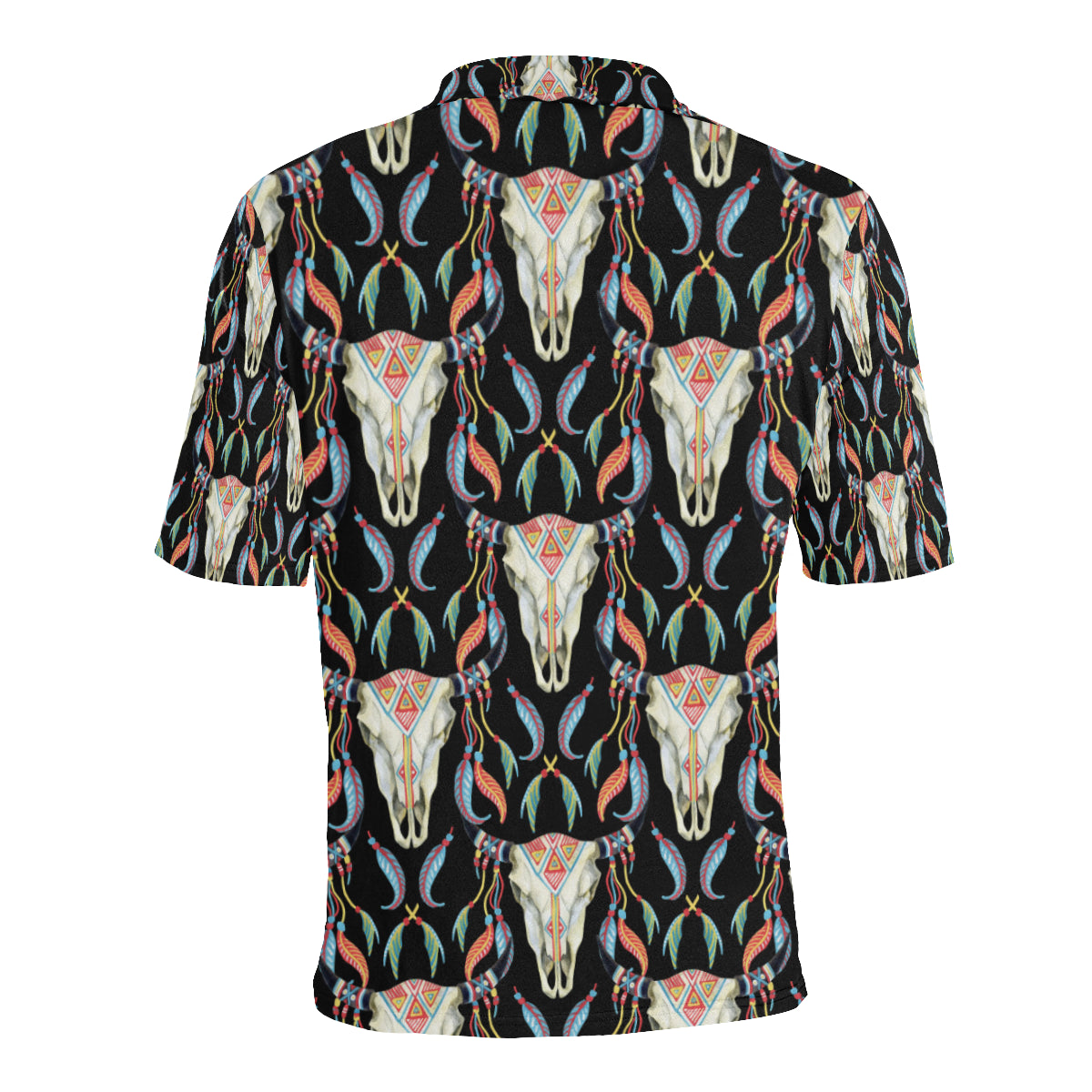Buffalo Head Boho Style Pattern Print Design 01 Men Polo Shirt