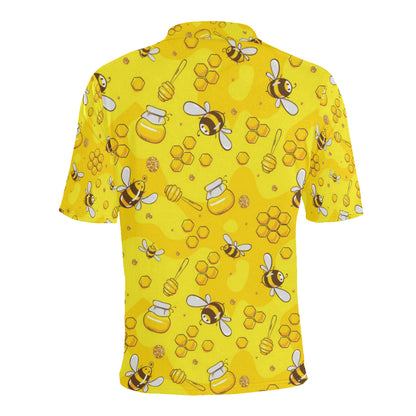 Bee Pattern Print Design BEE01 Men Polo Shirt