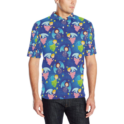 Angel Little Pattern Print Design 02 Men Polo Shirt
