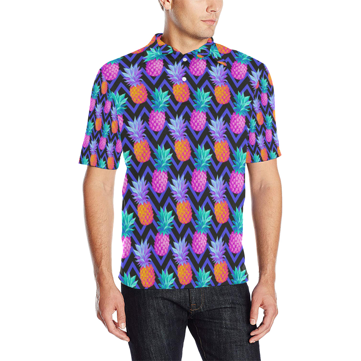 Pineapple Color Art Pattern Men Polo Shirt