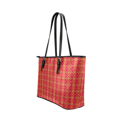 Southwest Aztec Design Themed Print Leather Tote Bag