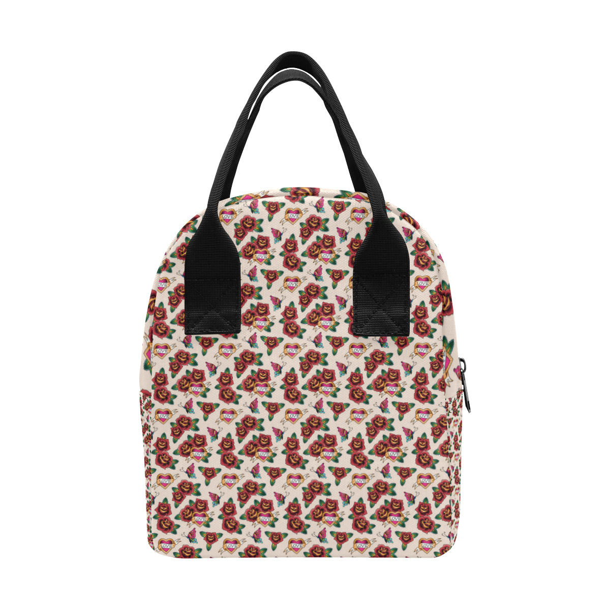 Old School Tattoo Rose Pattern Insulated Lunch Bag