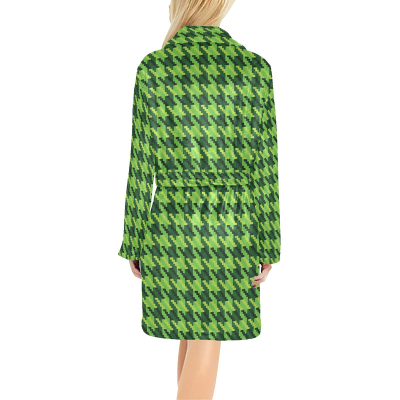 St Patricks Day Houndstooth Pattern Print LKS301 Women's Fleece Robe