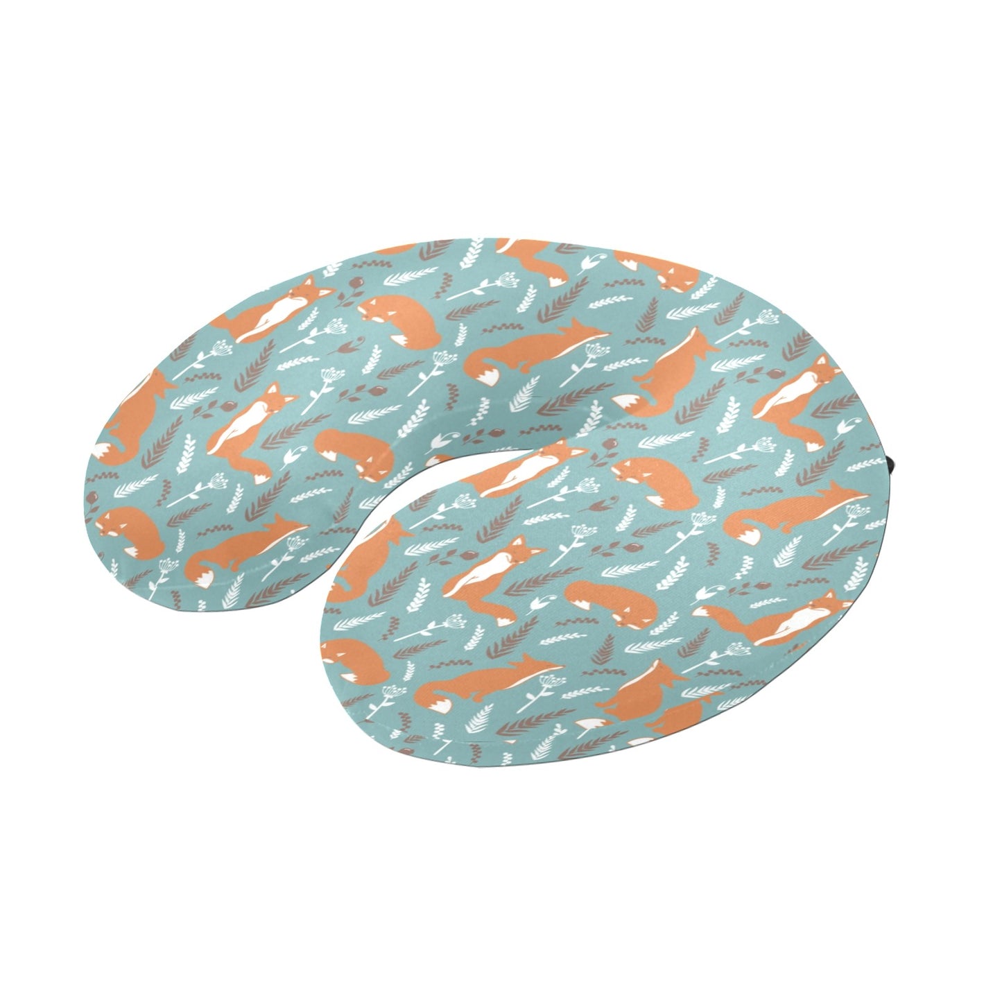 Fox Forest Print Pattern U-Shaped Travel Neck Pillow