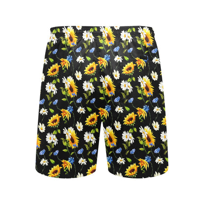 Sunflower Chamomile Bright Color Print Men's Swim Trunks Beach Shorts