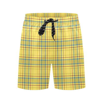 Tartan Yellow Print Design LKS301 Men's Swim Trunks Beach Shorts
