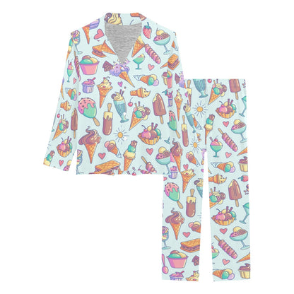Ice Cream Pattern Print Design IC02 Women's Long Pajama Set