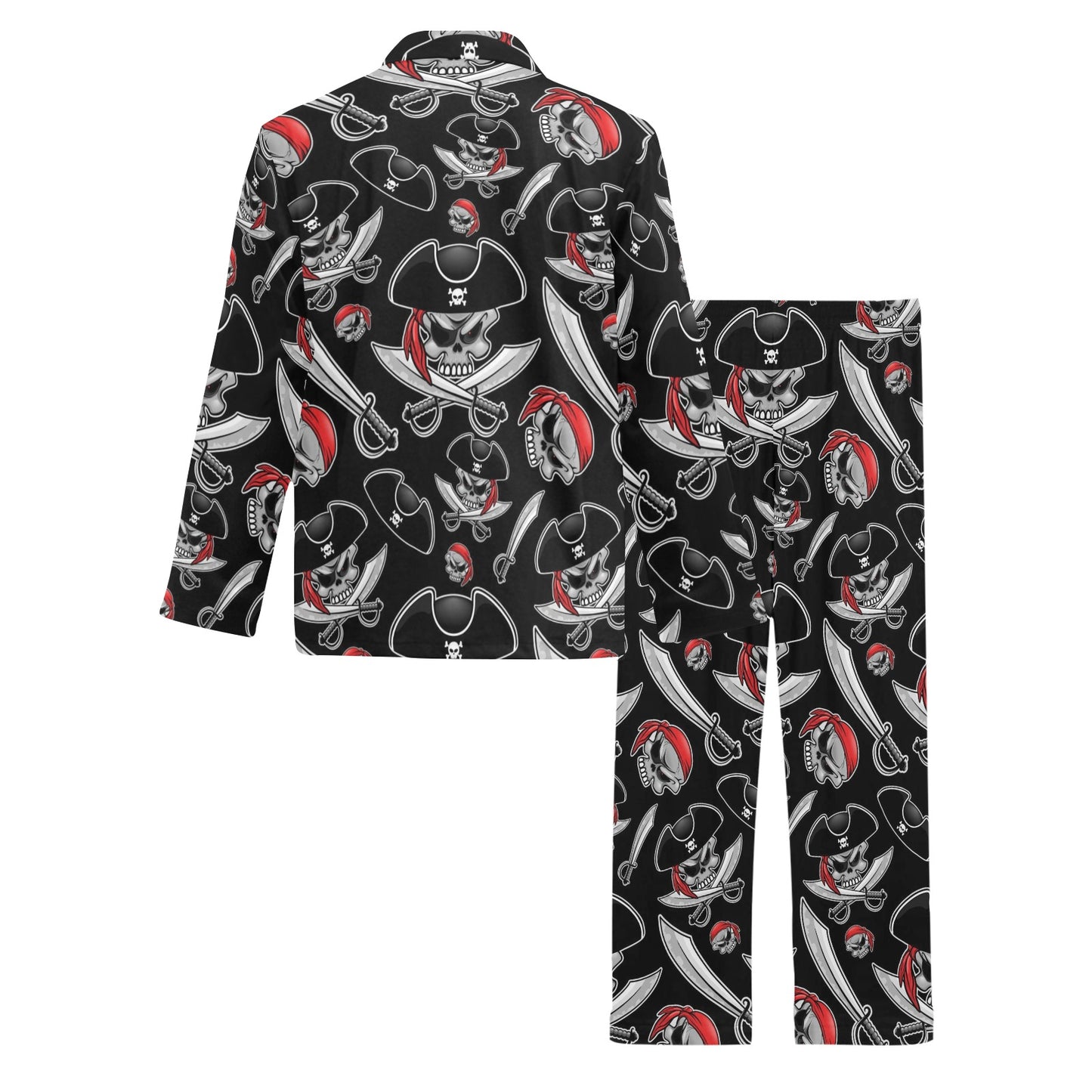 Pirate Pattern Print Design A05 Men's Long Pajama Set