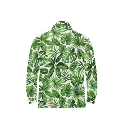 Tropical Flower Pattern Print Design TF013 Long Sleeve Polo Shirt For Men's