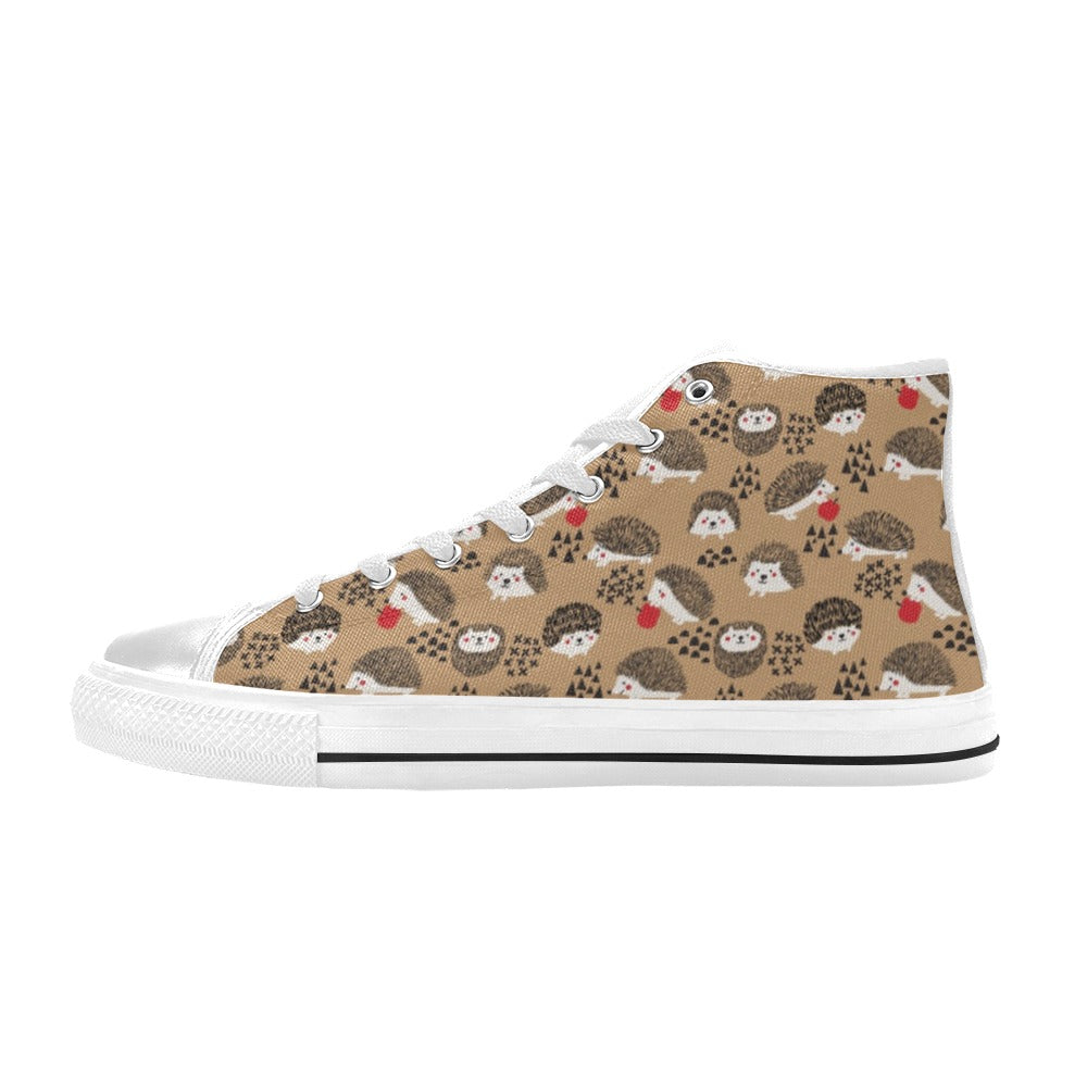 Hedgehog Print Design LKS403 Men's High Top Canvas Shoes