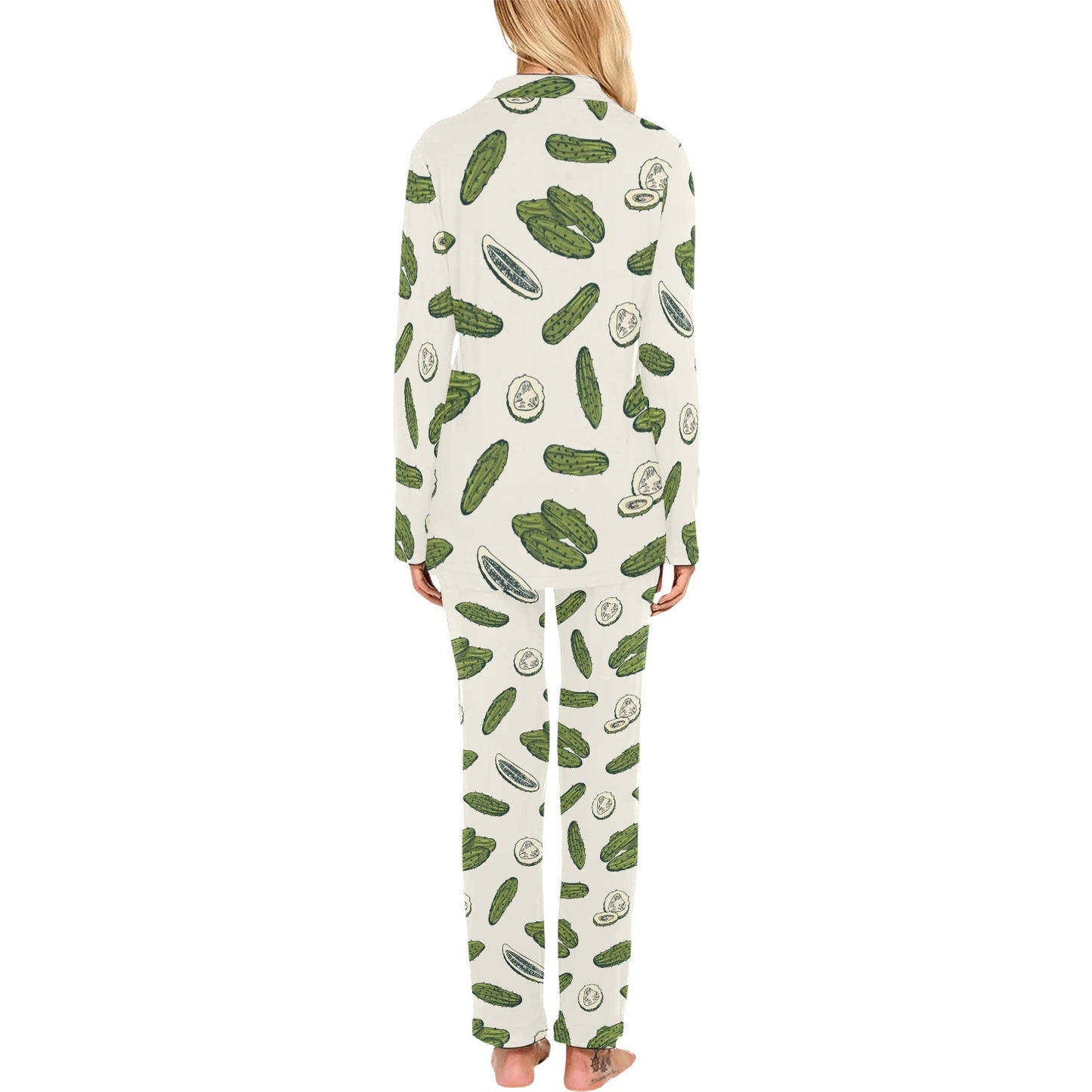 Cucumber Pattern Print Design CC05 Women's Long Pajama Set