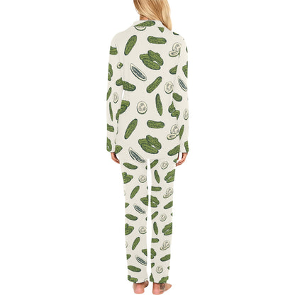 Cucumber Pattern Print Design CC05 Women's Long Pajama Set