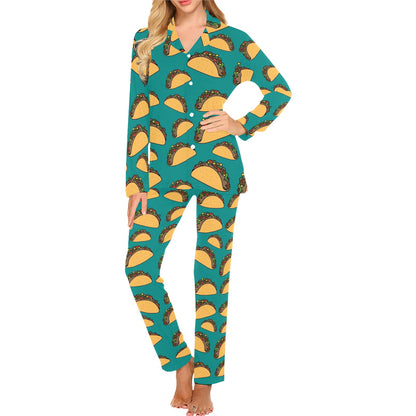 Taco Pattern Print Design TC07 Women's Long Pajama Set