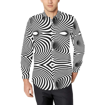 Vortex Print Design LKS303 Men's Long Sleeve Dress Shirt