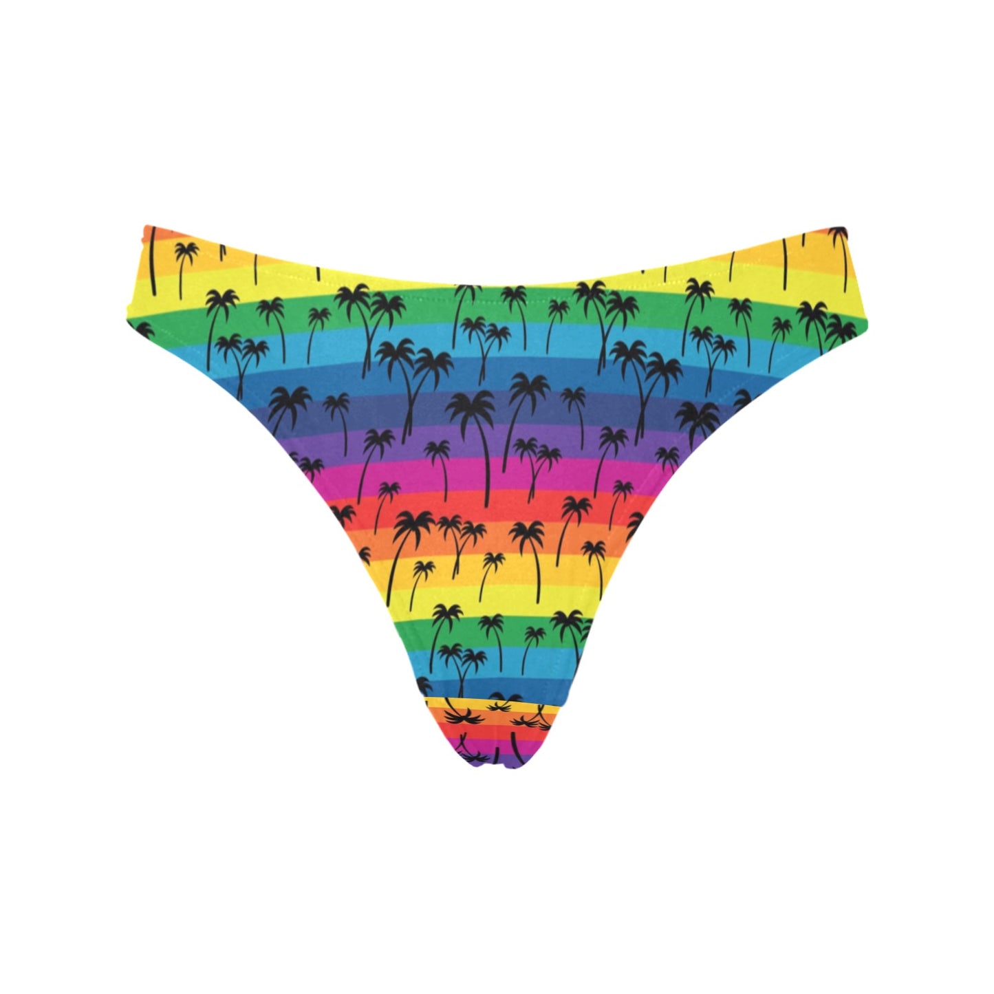 Palm Tree Rainbow Themed Print Women's Thongs