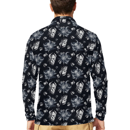 Vikings Print Design LKS304 Long Sleeve Polo Shirt For Men's