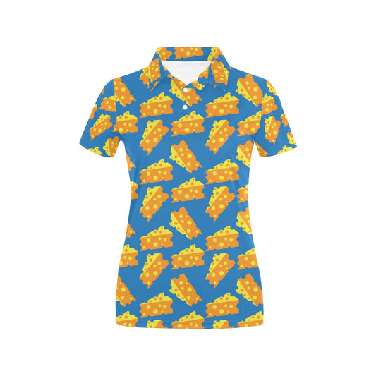Cheese Pattern Print Design 05 Women's Polo Shirt