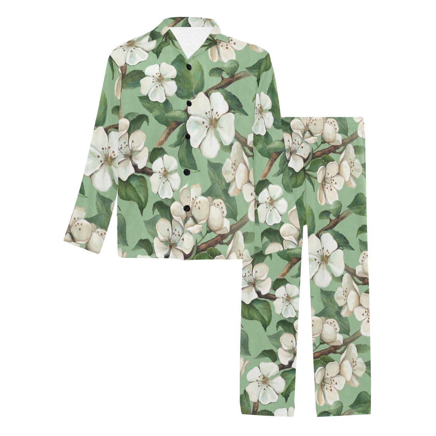 Apple blossom Pattern Print Design AB02 Men's Long Pajama Set