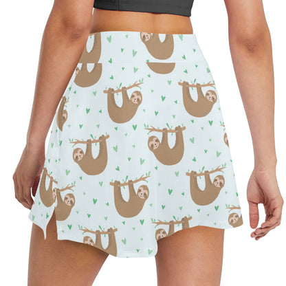 Sloth Print Design LKS308 17" Golf & Pickleball Skort with Pockets