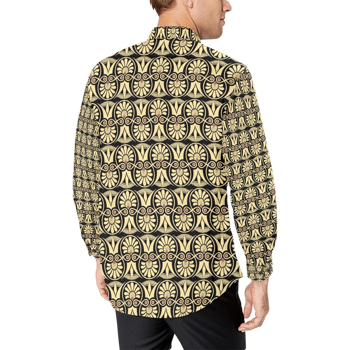 Ancient Greek Print Design LKS3014 Men's Long Sleeve Dress Shirt