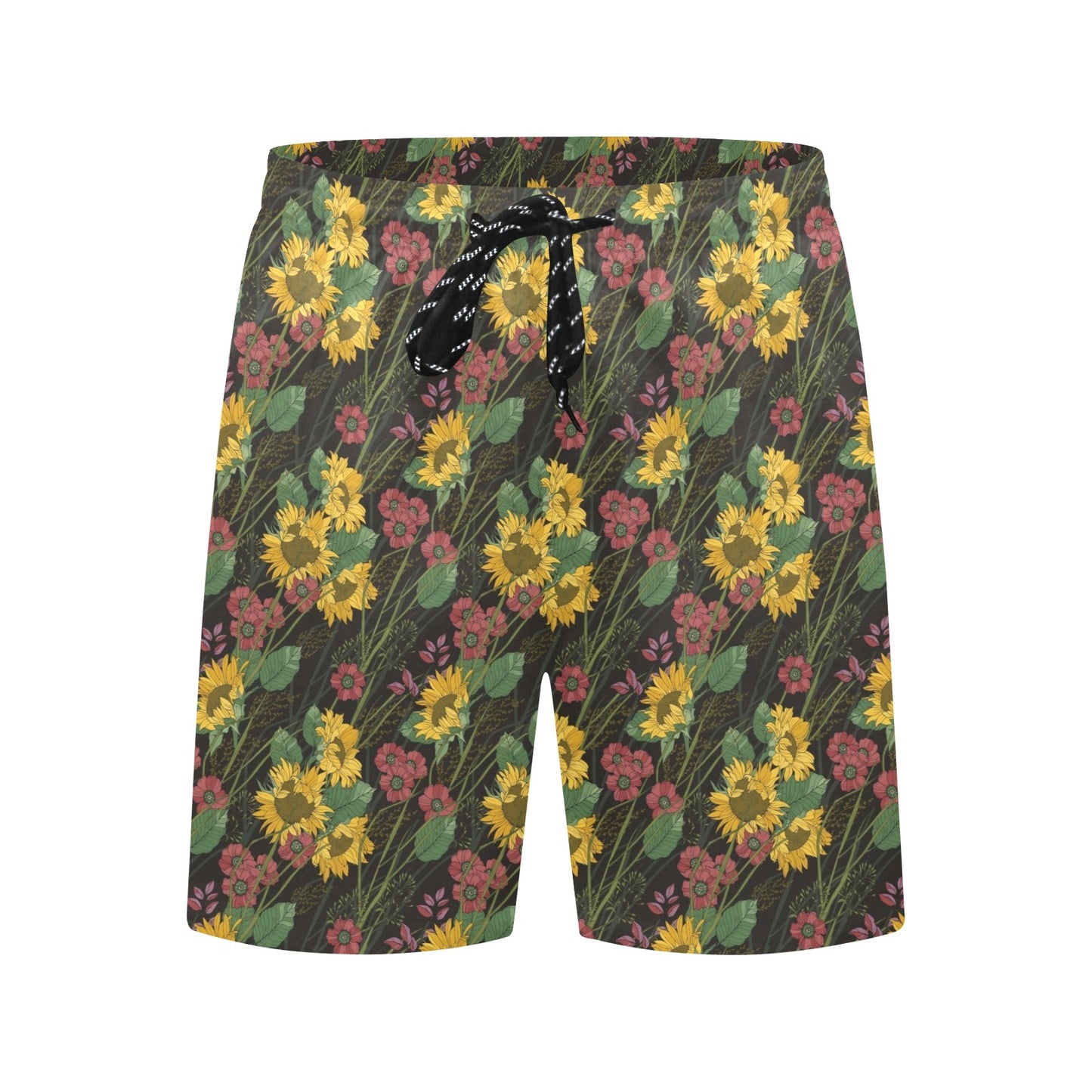 Sunflower Print Design LKS303 Men's Swim Trunks Beach Shorts