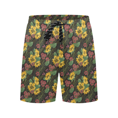 Sunflower Print Design LKS303 Men's Swim Trunks Beach Shorts