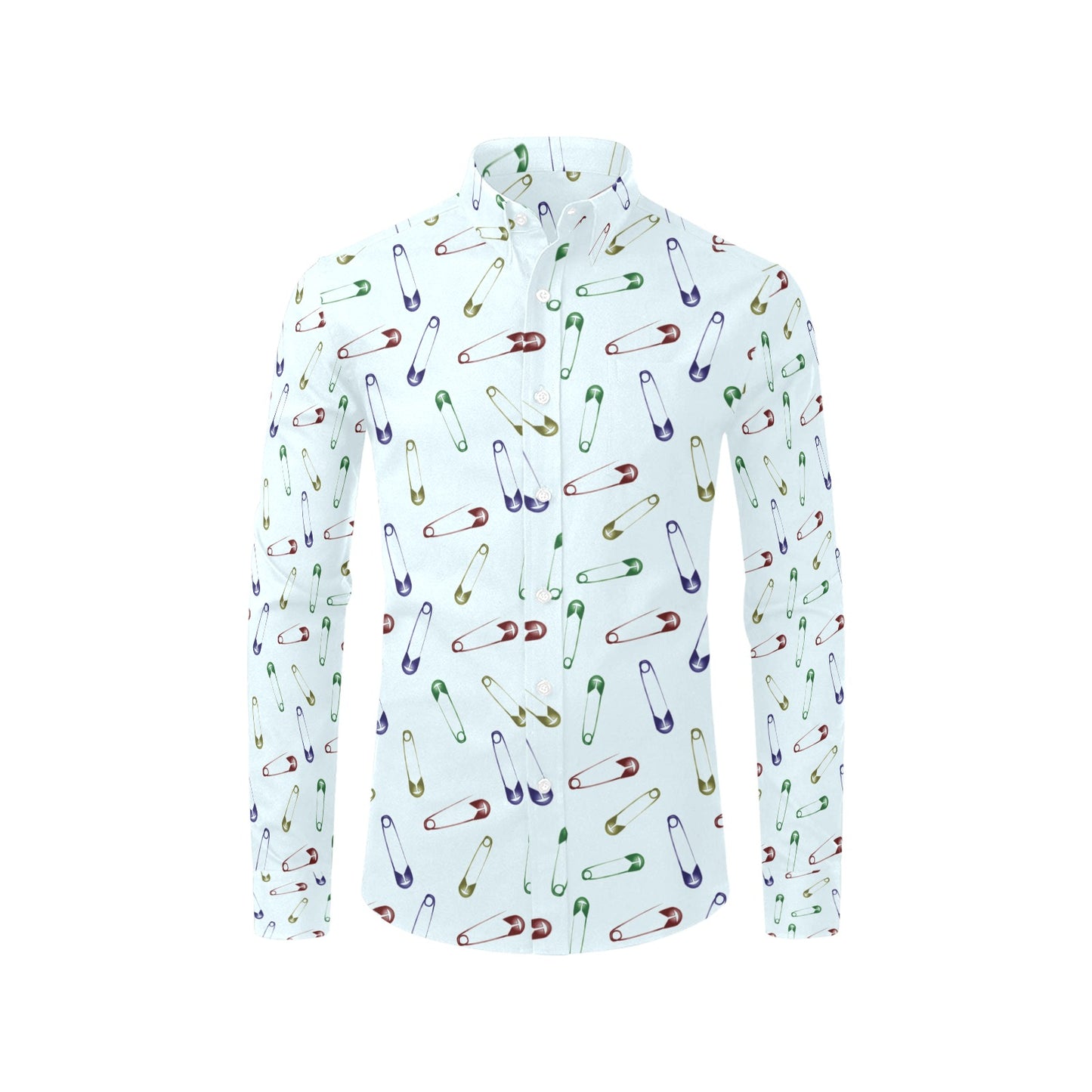 Safety Pin Print Design LKS303 Men's Long Sleeve Dress Shirt