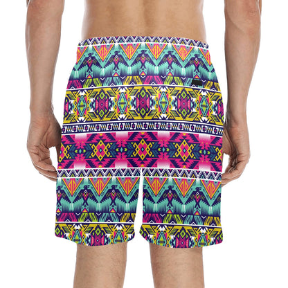 Indian Navajo Color Themed Design Print Men's Swim Trunks Beach Shorts