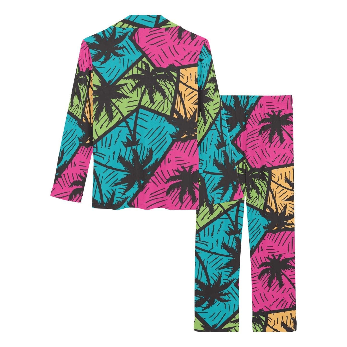 Palm Tree Pattern Print Design PT09 Women's Long Pajama Set