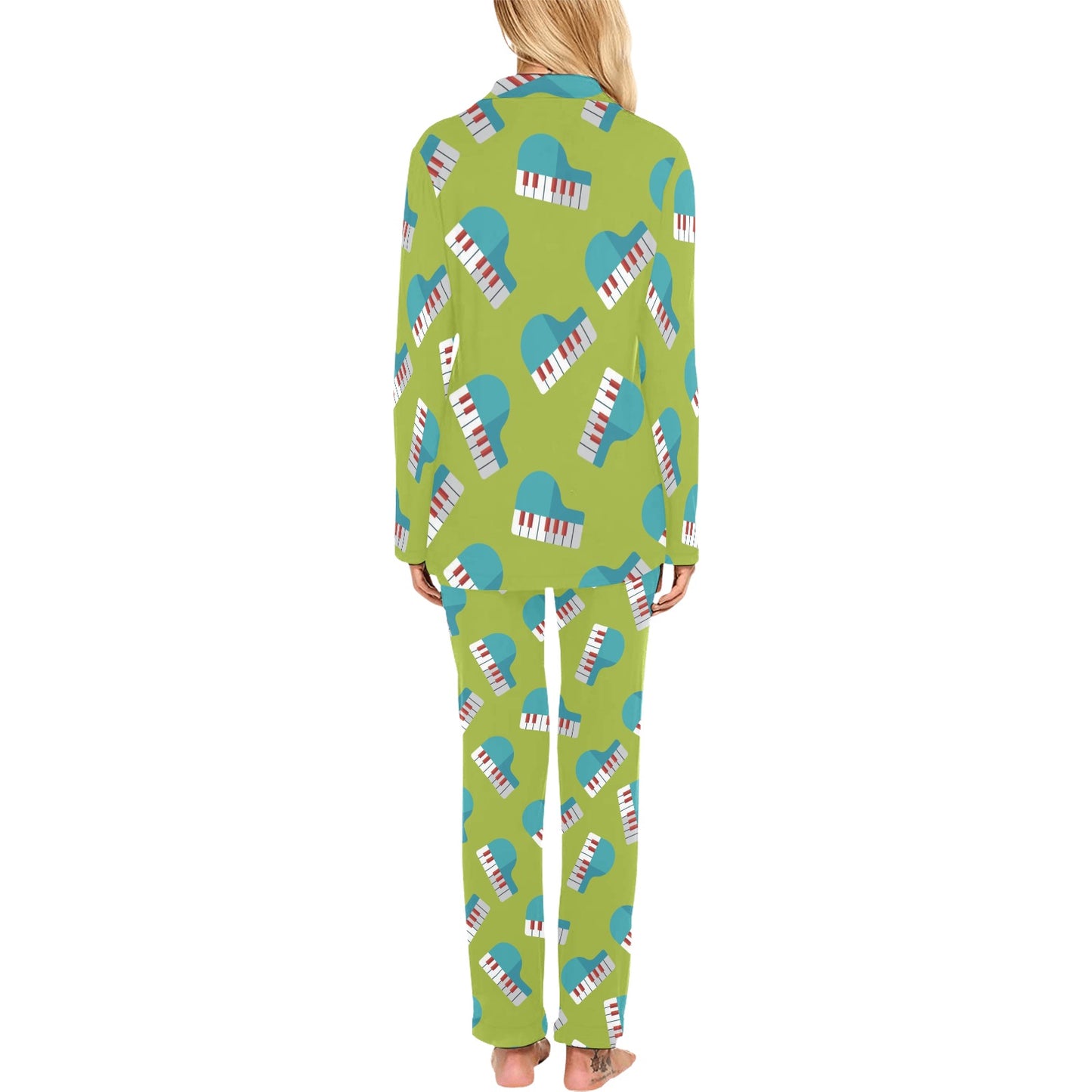 Piano Pattern Print Design 03 Women's Long Pajama Set