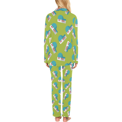 Piano Pattern Print Design 03 Women's Long Pajama Set